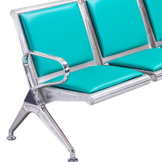 奈高 不锈钢连排机场椅公共座椅银行医院等候输液椅休闲时尚皮艺绿色三人位