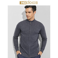 红豆 Hodo 男装 羊毛衫男简约商务系列拉链门襟纯羊毛羊毛衫 S1灰色 175/92A
