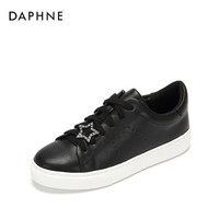 达芙妮（DAPHNE）学院风休闲系带板鞋 黑色35