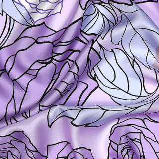 玛丽亚.古琦（MARJA KURKI）大方巾 浪漫玫瑰 桑蚕丝 欧美风 手工卷边女士丝巾紫色1Z122124
