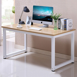 摩高空间电脑桌钢木书桌学习桌台式办公桌子白色钢架140*60
