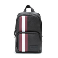 BALLY 巴利 男士黑色红白条纹PVC单肩包 SIHORN OF 06 6228792