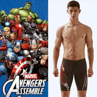 迪士尼 DISNEY 五分泳裤 男士游泳裤 漫威正版授权弹力舒适速干不贴身 钢铁侠款XXL码