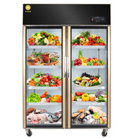 中冷(ZL) 展示冷藏 商用双门冰箱展示柜 保鲜熟食厨房不锈钢饮料柜点菜柜 CF-1200（土豪金款）