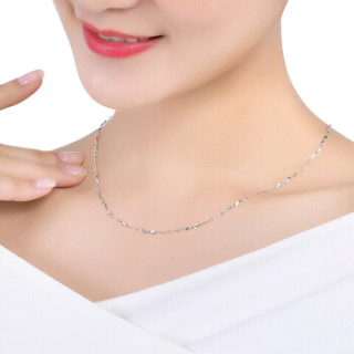 六福珠宝 Pt950百搭款扭片链铂金项链女款素链 计价 A03TBPN0003 约4.09克-40cm