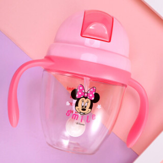 迪士尼(Disney)宝宝学饮杯婴儿吸管杯水杯带手柄儿童小孩婴儿喝奶喝水杯300ml Tritan材质 米妮 HM3262N