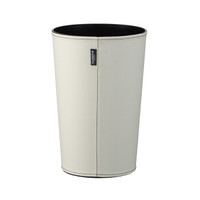 阿司倍鹭（ASVEL）时尚家用客厅卧室皮革垃圾桶 塑料卫生间厨房创意皮套垃圾筒圆形纸篓 白色10L
