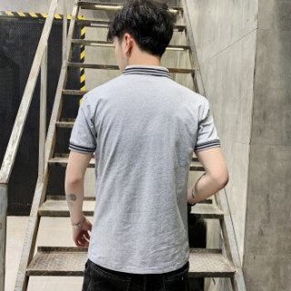 富铤 (FORTEI) POLO衫男2019夏季新款休闲纯色t恤时尚修身透气男装9038 灰色 2XL