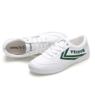 飞跃（Feiyue）帆布改良版国货男女情侣小白潮流运动板鞋 8108 白绿 35
