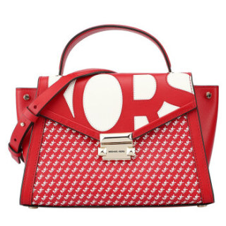 MICHAEL KORS 迈克·科尔斯 MK女包 WHITNEY系列红色皮质女士手提单肩斜挎包 30S9LWHS2O RED/WHT