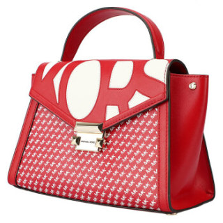 MICHAEL KORS 迈克·科尔斯 MK女包 WHITNEY系列红色皮质女士手提单肩斜挎包 30S9LWHS2O RED/WHT