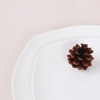 SKYTOP斯凯绨 陶瓷创意西餐盘骨瓷牛排盘纯白8英寸+10英寸方形