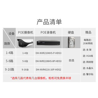 大华（dahua）7路监控设备套装400万poe高清4MP网络摄像头室外H.265半球带拾音监控器（7路带2TB硬盘）