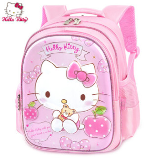 凯蒂猫(HELLO KITTY)幼儿园书包女童3-6岁儿童书包中小班可爱kt迷你卡通宝宝双肩包 DB96281A(粉色)
