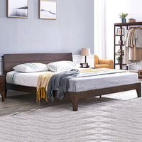 家逸实木床1.8米双人床板式床北欧现代简约卧室家具白橡木床