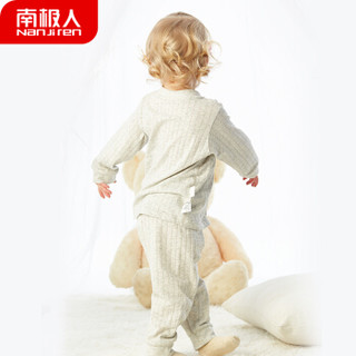 南极人Nanjiren婴儿衣服纯棉新生儿童衣服两件套宝宝内衣提花前开套装 白色 90