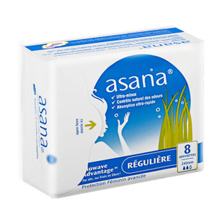 阿莎娜asana 加拿大进口卫生巾女日用净味姨妈巾抑菌卫生巾240mm8P