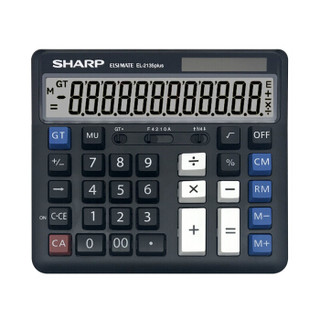 SHARP EL-2135 Plus 黑色太阳能双电源计算器 财务会计专用大屏幕计算机器 办公用品 2135升级版