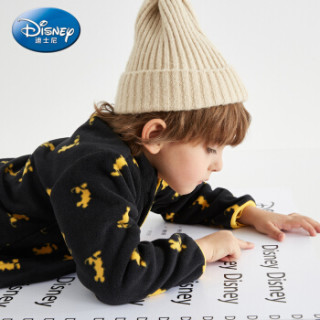 迪士尼 Disney 童装男童宝宝针织外套小孩上衣潮酷摇粒绒2019秋 DA931IE06 黑底黄米奇 100