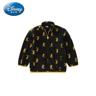 迪士尼 Disney 童装男童宝宝针织外套小孩上衣潮酷摇粒绒2019秋 DA931IE06 黑底黄米奇 100