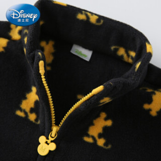 迪士尼 Disney 童装男童宝宝针织外套小孩上衣潮酷摇粒绒2019秋 DA931IE06 黑底黄米奇 100
