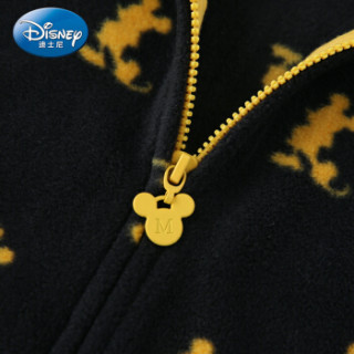 迪士尼 Disney 童装男童宝宝针织外套小孩上衣潮酷摇粒绒2019秋 DA931IE06 黑底黄米奇 100