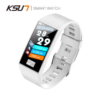 KSUN 步讯智能手环 蓝牙男女款运动计步器微信信息提醒天气心率血压睡眠监测 KSS701-白