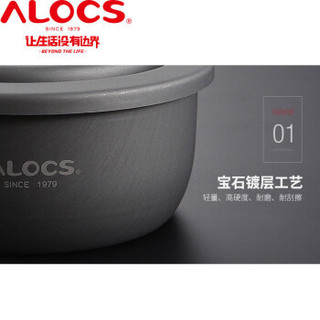 ALOCS 爱路客 户外便携野营炊具套装 煎锅户外水壶 野营锅10件套CW-C05 （适用于2-4人使用）