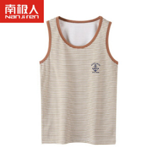 南极人 Nanjiren 男童背心纯棉儿童中大童宝宝卡通T恤小孩打底衫汗衫 咖啡条纹 170