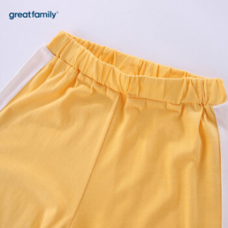歌瑞家(greatfamily)童装裤子单面布针织长裤春新款儿童裤子男女童时尚休闲裤 黄色80