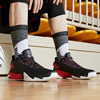 乔丹 篮球鞋男鞋高帮实战革面球鞋耐磨缓震运动鞋 XM3590109 黑色/极光红 39
