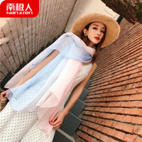 南极人 丝巾女夏季防晒纱巾披肩围巾沙滩巾N2E8X938022 水蓝粉渐变