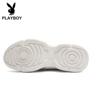 花花公子(PLAYBOY)透气网布运动跑步休闲鞋子男低帮百搭 PL611061 黑/灰 41