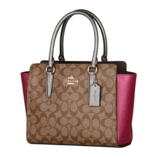 COACH 蔻驰 奢侈品 女款棕拼紫戴妃包杀手包手提斜跨包 F52242 IME7V