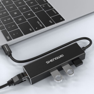 胜为(shengwei)Type-c转USB分线器 RJ45千兆网口转换器 笔记本电脑连接键鼠U盘HUB集线器网线转接器UT-604B