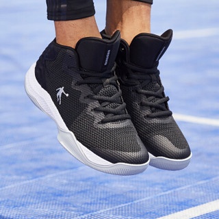 乔丹 篮球鞋网面透气减震实战战靴中帮男篮球鞋 XM2580105 黑色/白色 42.5