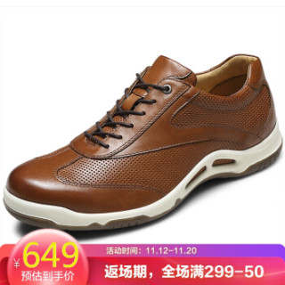 卡丹路 商务休闲简约百搭系带舒适轻质皮鞋男 SC1985001 棕色 39