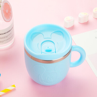 迪士尼（Disney）宝宝水杯子 儿童保温牛奶杯316不锈钢隔热单柄带盖学饮杯 3D蓝色米奇260ml