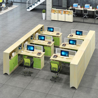 钱柜 办公家具员工桌职员桌 现代简约屏风隔断办公桌 电脑桌工作位电脑卡座工位组合 右侧柜2人位