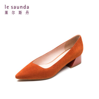莱尔斯丹 le saunda 时尚优雅通勤尖头套脚中跟女单鞋LS AM32703 驼色 34