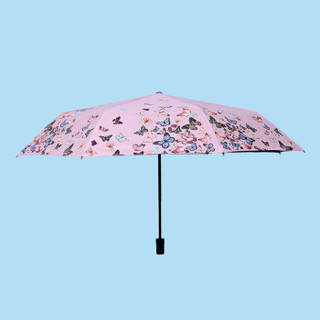 WILLIAM&KATE(威廉凯特)全遮光晴雨伞小巧轻便韩版小清晰黑胶小黑伞 粉色