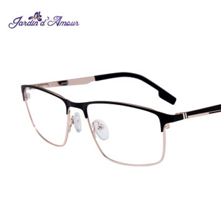 Jardin d'amour JA眼镜架男女通用全框金属商务休闲舒适时尚拼色设计新款自营JA1212 哑黑亮金 54