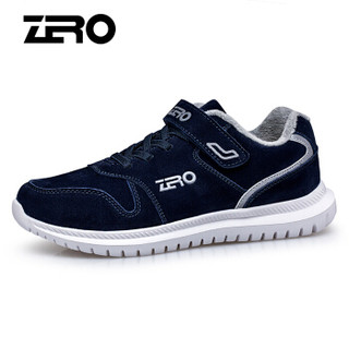 零度(ZERO)男女款防滑减震中老年运动户外加绒保暖老人健步休闲爸爸鞋 K85502 深蓝 45