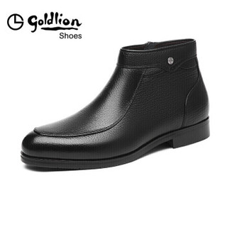 金利来（goldlion）男士都市正装时尚英伦休闲舒适保暖靴子58284010201A-黑色-39码