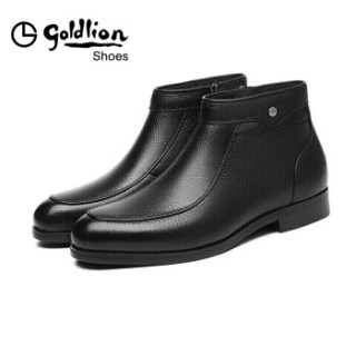 金利来(goldlion)男士都市正装时尚英伦休闲舒适保暖靴子58284010201A-黑色-39码