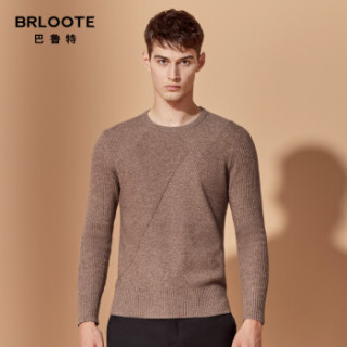 Brloote/巴鲁特 羊毛衫男青年秋冬厚款毛衣时尚休闲圆领修身针织衫 驼色 170/92A
