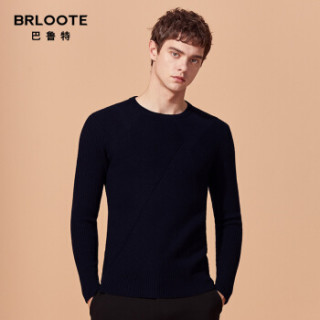 Brloote/巴鲁特 羊毛衫男青年秋冬厚款毛衣时尚休闲圆领修身针织衫 驼色 170/92A