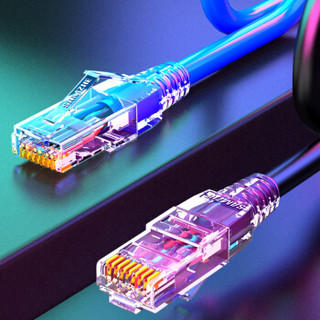 山泽(SAMZHE)六类网线 FLUKE测试 CAT6类千兆纯铜网线 电脑/家装/宽带网络连接跳线 蓝色0.5米LWX05