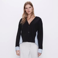 ZARA TRF 05039410800 女款府绸拼接开衫