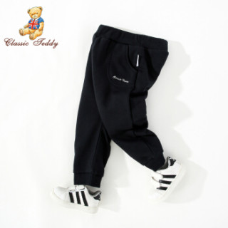 精典泰迪Classic Teddy童装自营儿童裤子男童运动裤长裤卫裤秋季新品 素色小口袋-黑色 110
